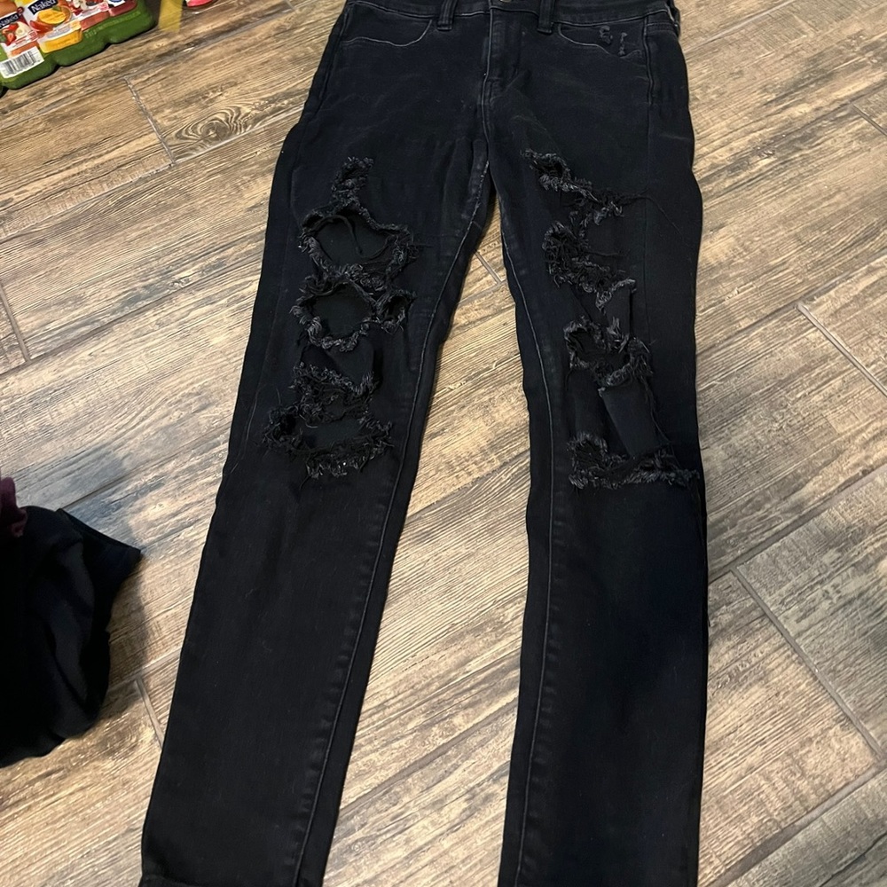 american eagle black ripped jeans